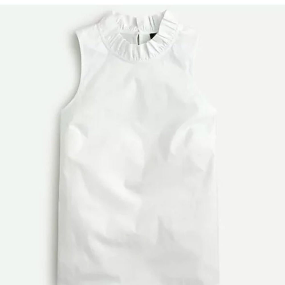 J Crew Women's White Ruffle-neck top